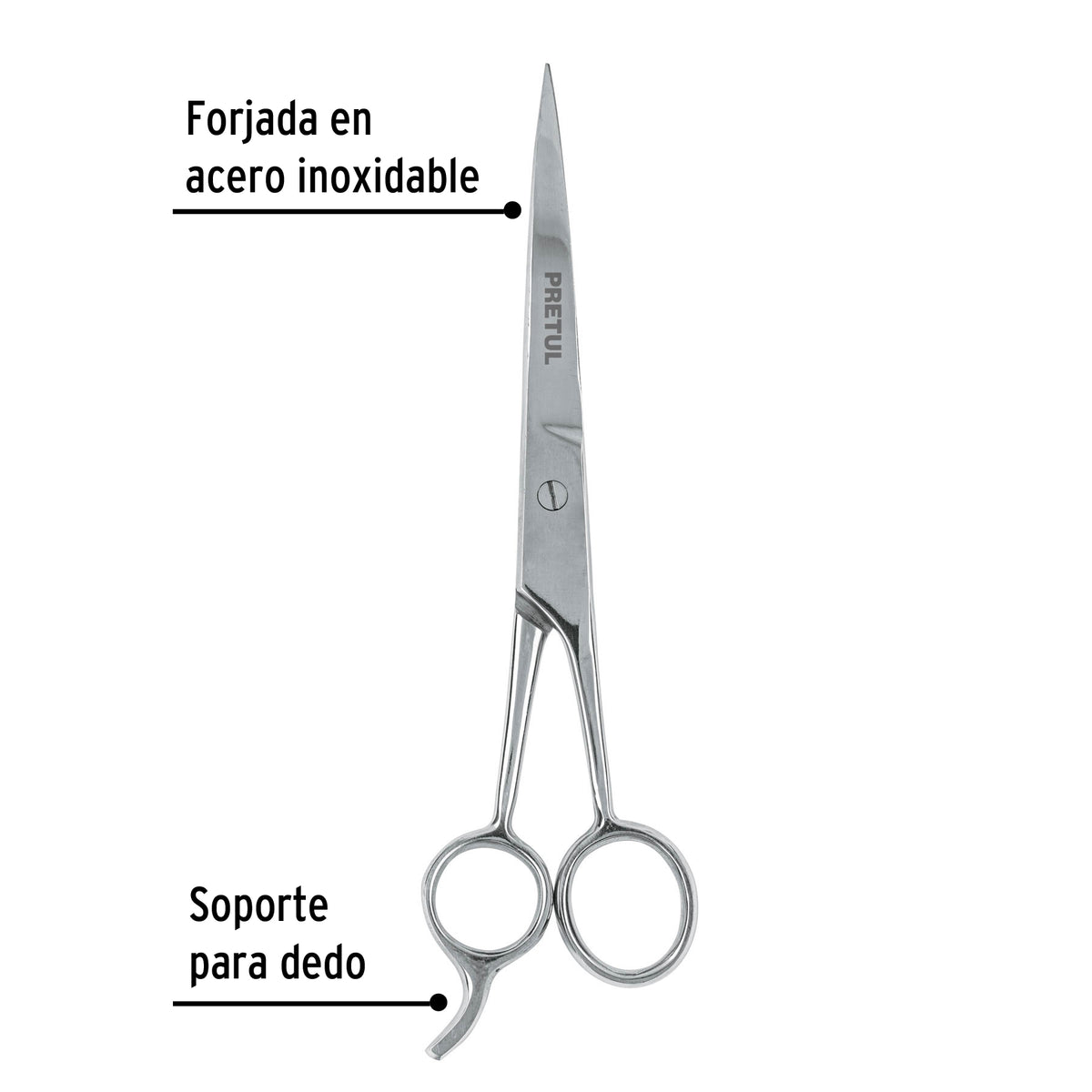 Tijera 7-1/2' Estilista, con Gancho, Acero Inoxidable, Pretul