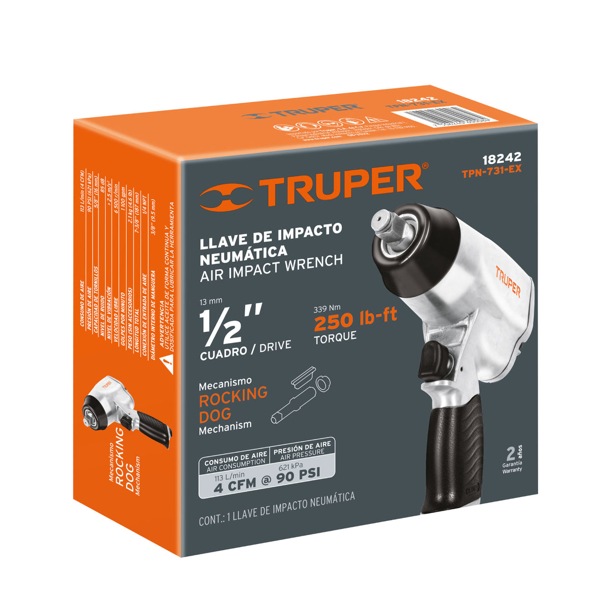 Llave (Pistola) de Impacto Neumática 1/2', Truper