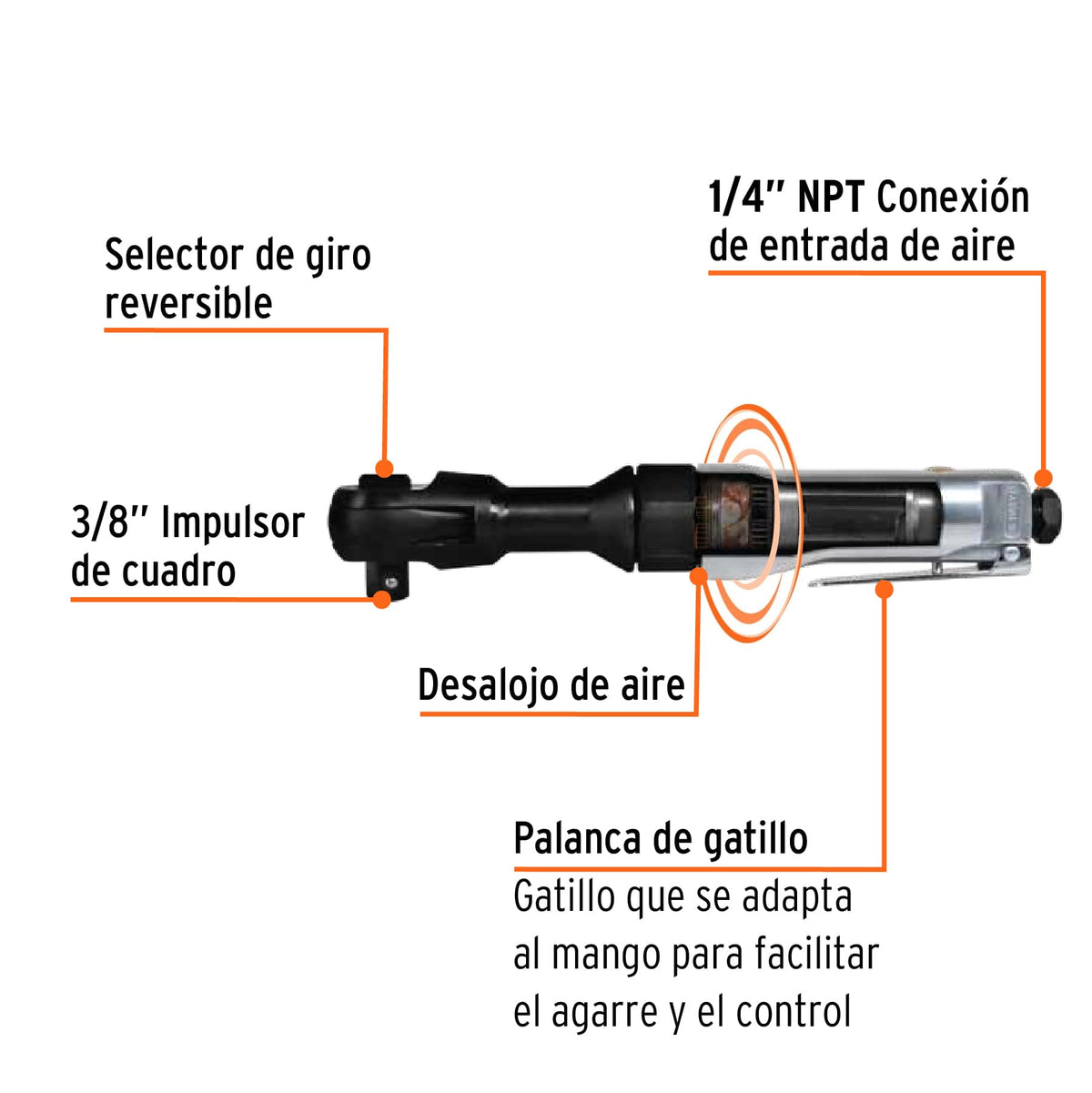 Matraca de Impacto Neumática 3/8', Truper