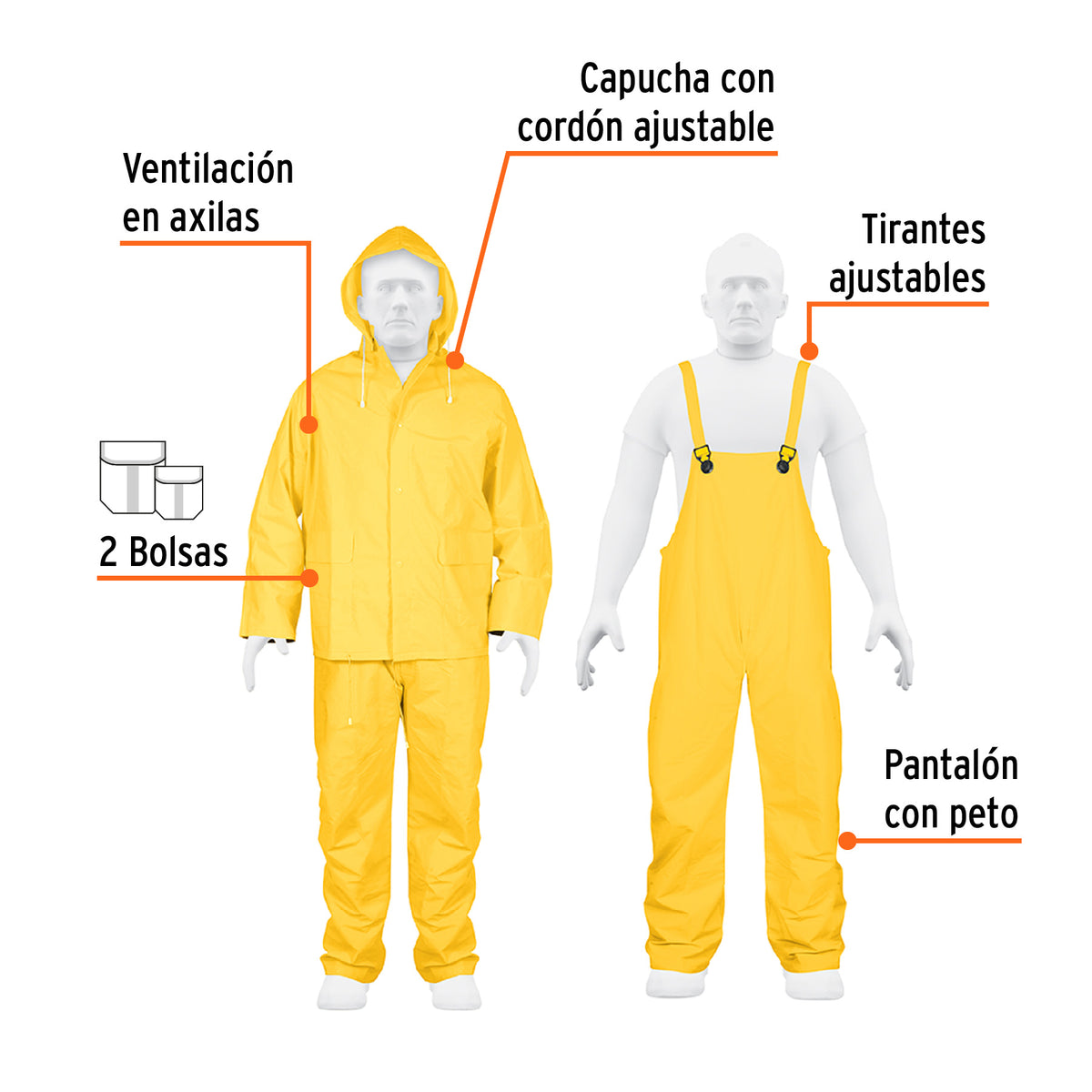 Conjunto Impermeable Doble Capa, Talla g, Truper
