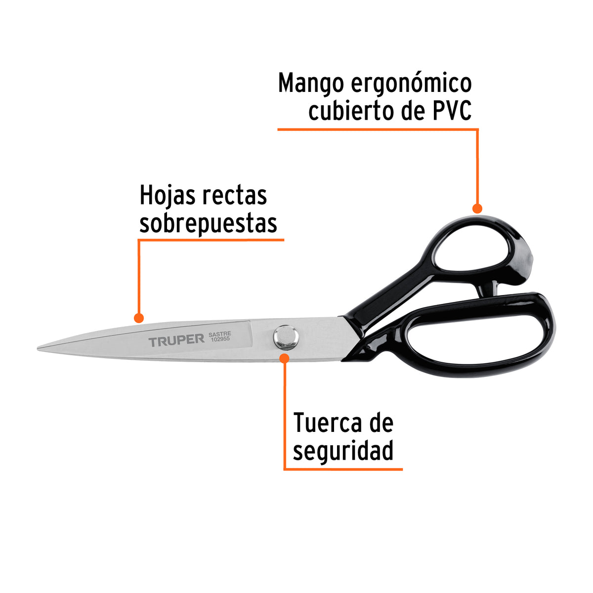 Tijera 10' para Sastre, Acabado Satinado, Truper