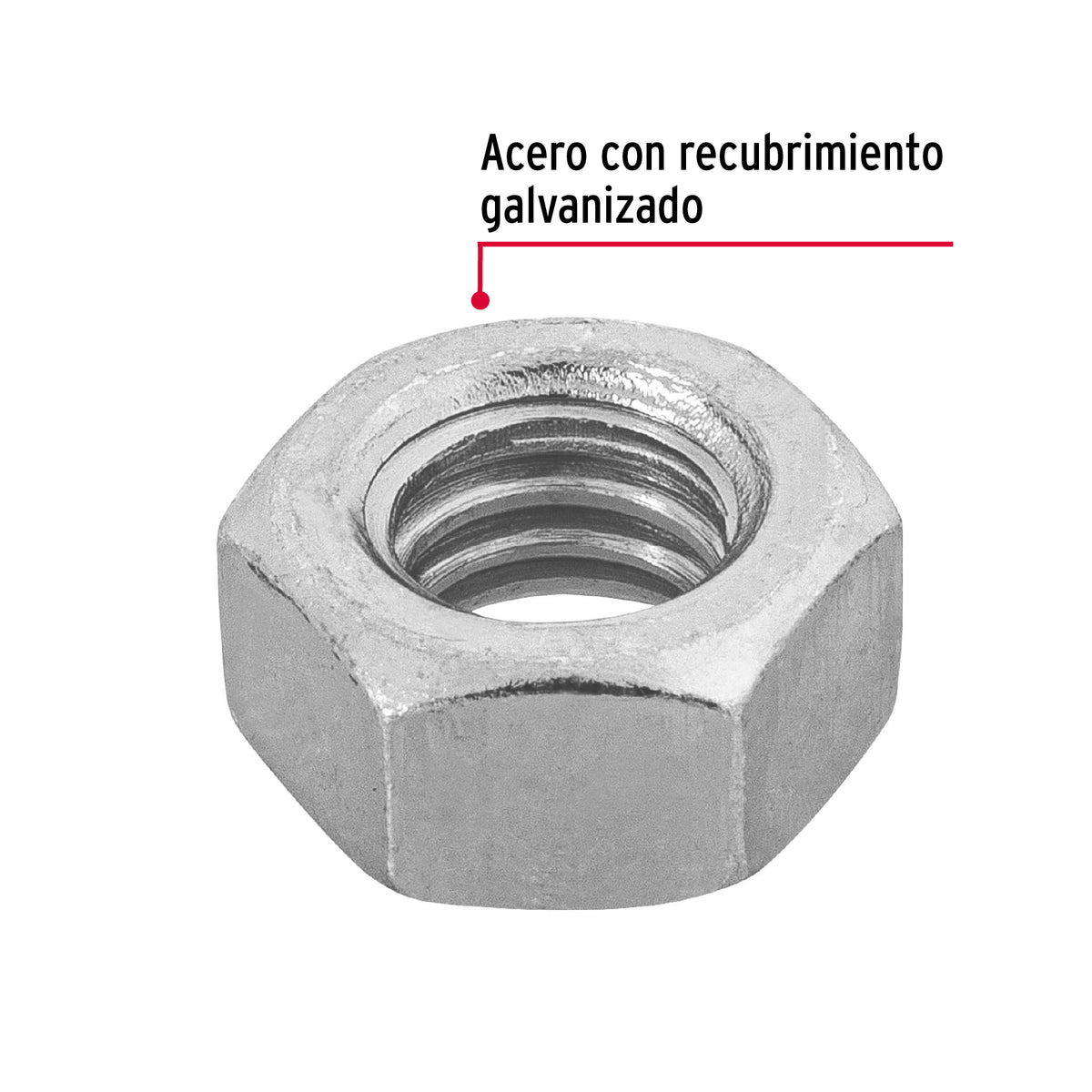 Bolsa con 150 Tuercas 5/16' Hexagonales de Acero Galvanizado