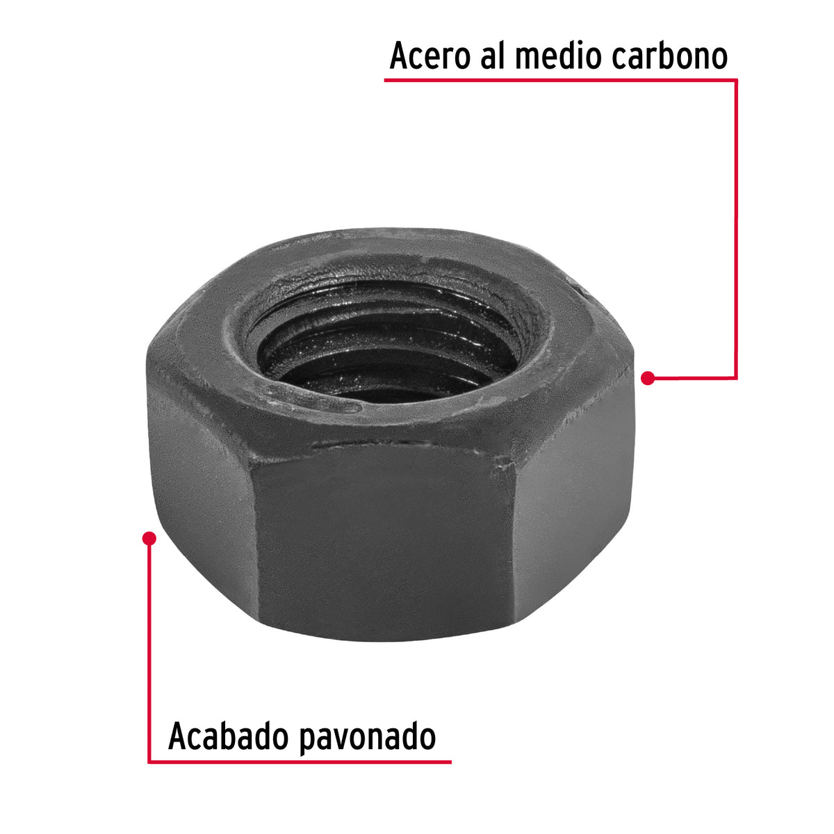 Bolsa con 100 Tuercas 3/8' Hexagonales Pavonadas, Grado 5