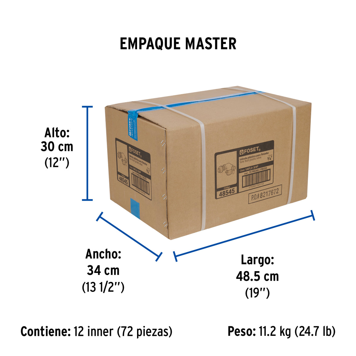 Válvula Plástica de Llenado para Flotador, 3/4', Foset