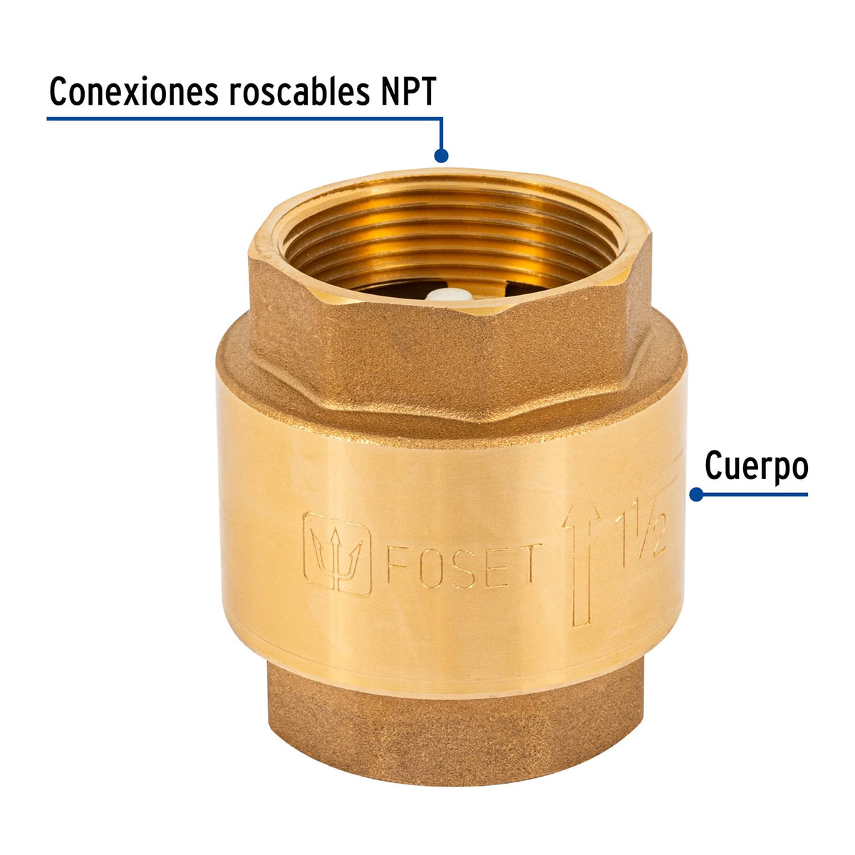 Válvula de Retención de Latón 1-1/2', Foset