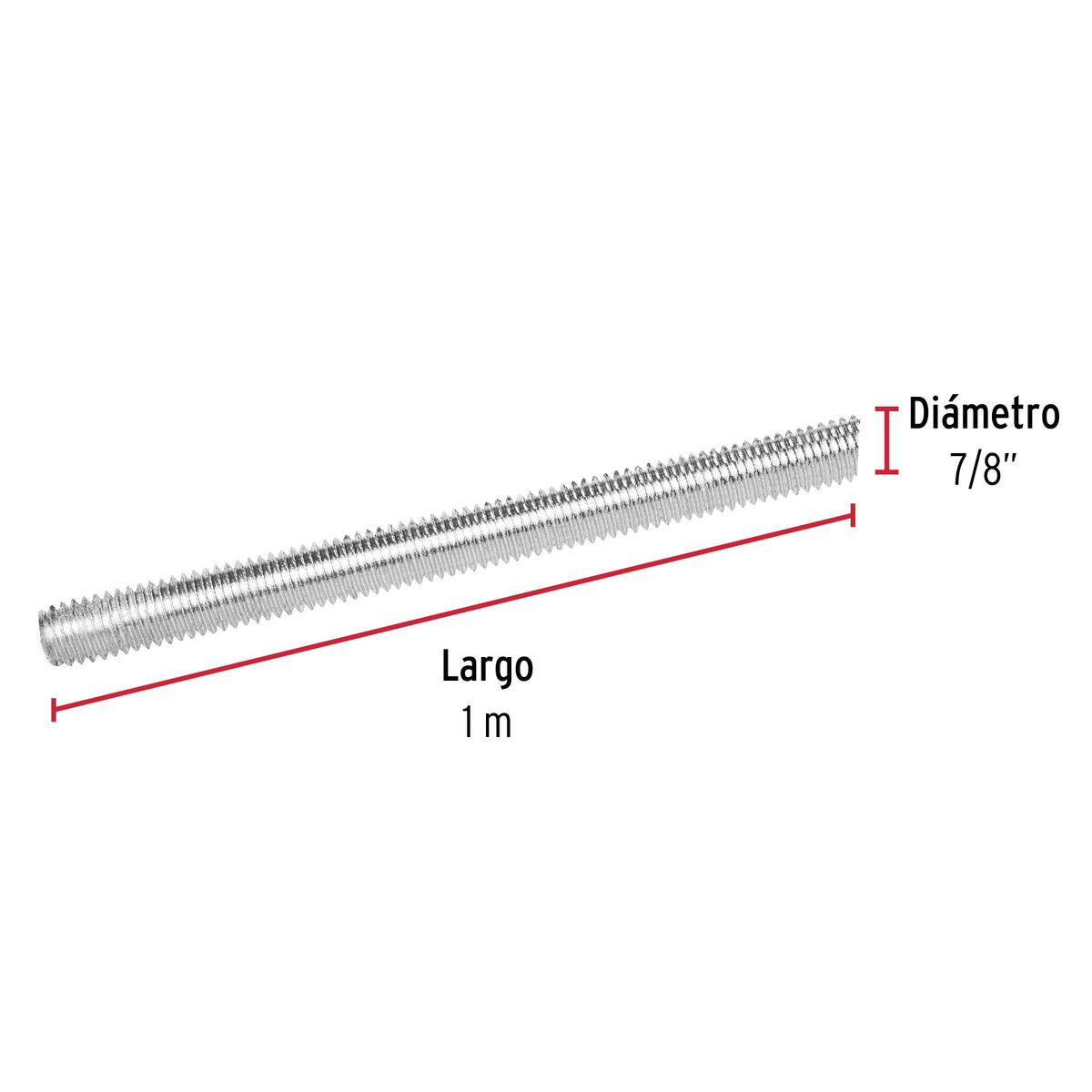 Varilla Roscada de 1 m X 7/8', Fiero