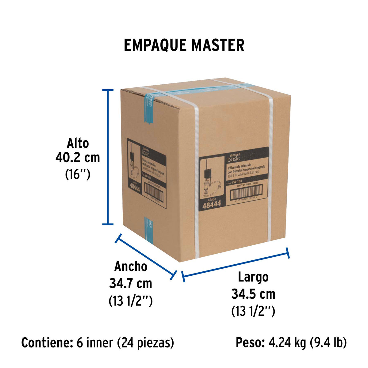 Válvula Admisión Tanque Bajo con Flotador Compacto, Basic