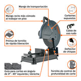 Tronzadora/cortadora de metales 14', 2200 W mango recto