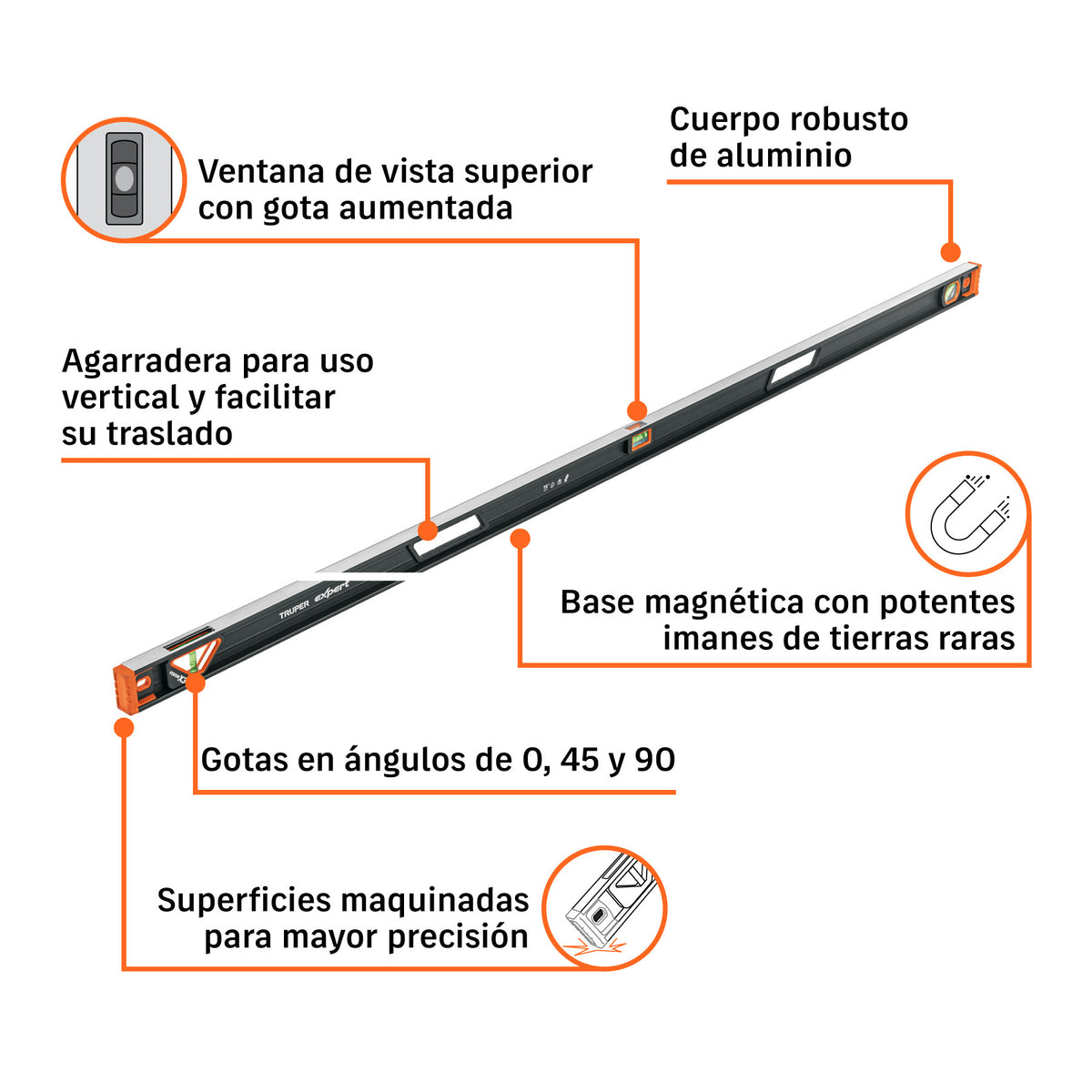 Nivel Profesional Magnético de 72', Protección Tpr, Expert