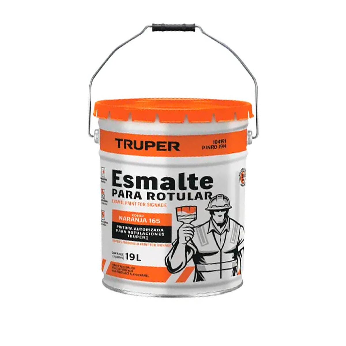 Pintura Esmalte para Rotular, Naranja, Cubeta 19 L, Truper