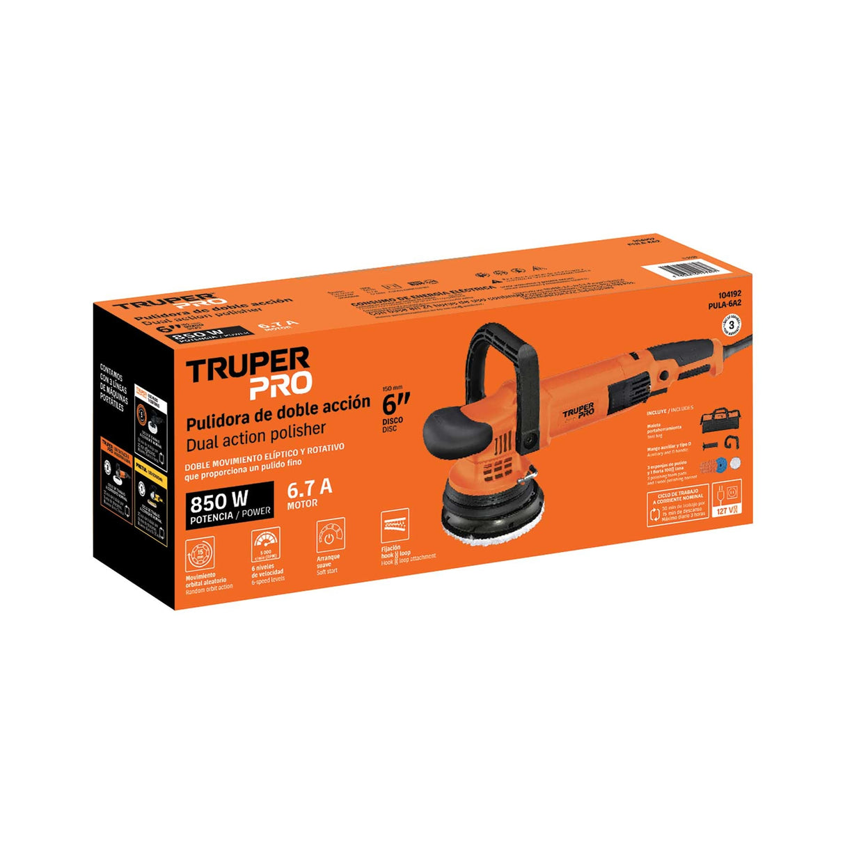 Pulidora doble accion 6' 850 W, Truper Pro