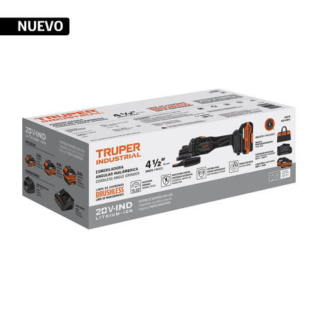Esmeriladora 4-1/2', 20 V, 2 baterías 4 Ah, Truper Industrial
