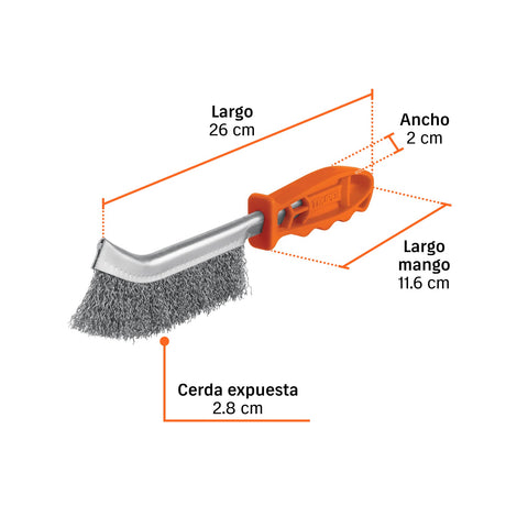 Cepillo de alambre curvo de acero al carbono, Truper