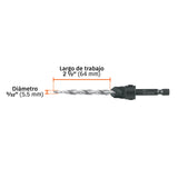 Broca avellanadora #12 para madera, 7/32', Truper