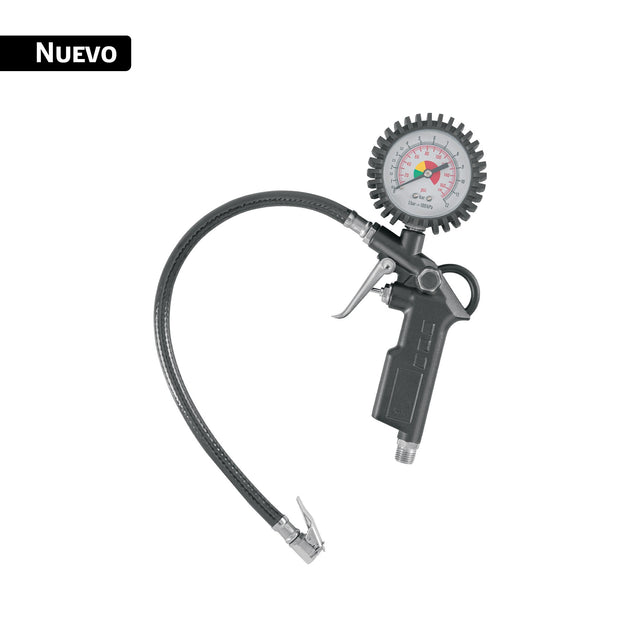 Inflador de llantas con manometro, 1/4' NPT, Truper