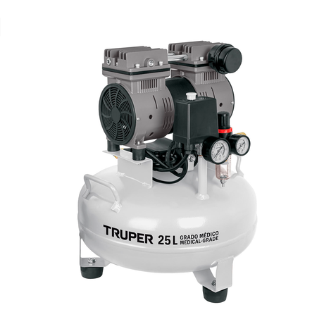 Compresor de aire silencioso Truper, grado médico, 25 L, 1 HP