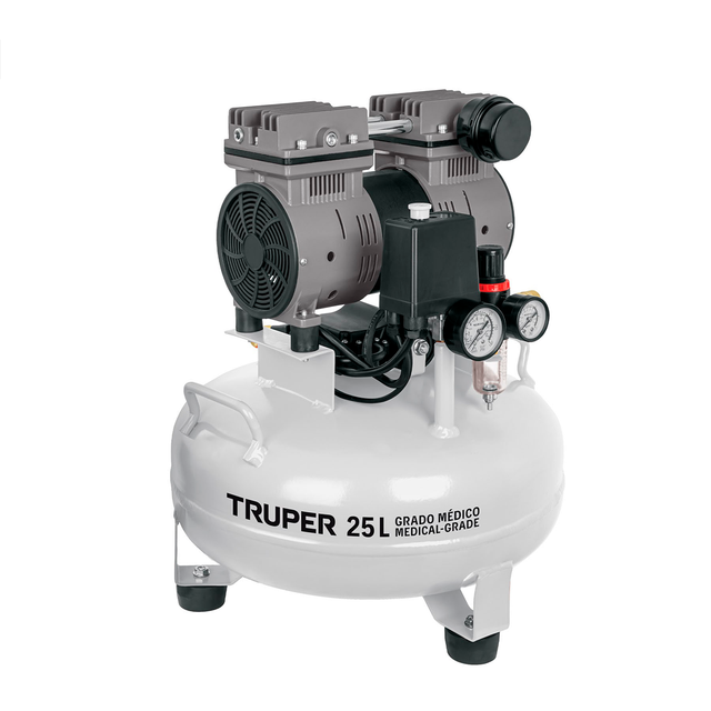 Compresor de aire silencioso Truper, grado médico, 25 L, 1 HP