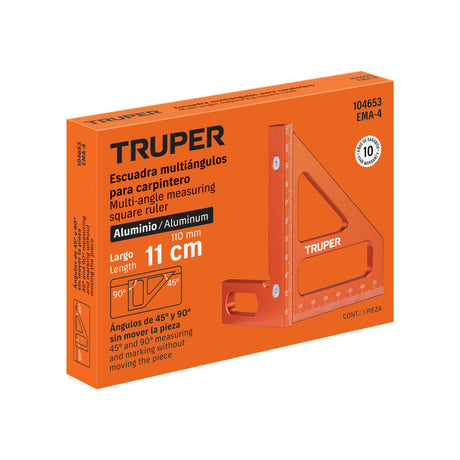Escuadra multiángulos 4' de aluminio para carpintero, Truper