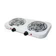 Parrilla eléctrica Basic de 2 quemadores en espiral, blanca