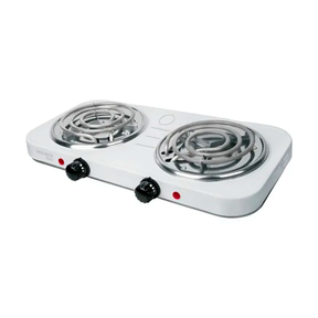 Parrilla eléctrica Basic de 2 quemadores en espiral, blanca