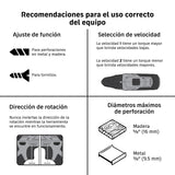 Taladro/destornillador 3/8', 12 V, 1 batería 2 Ah, Pretul