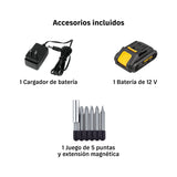 Taladro/destornillador 3/8', 12 V, 1 batería 2 Ah, Pretul