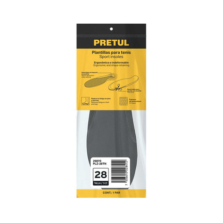 Par de plantillas para tenis, talla 28, Pretul
