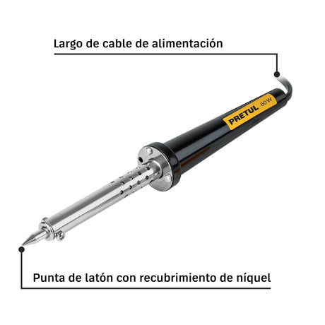 Cautín 60 W tipo lápiz con accesorios trabajo pesado, Pretul