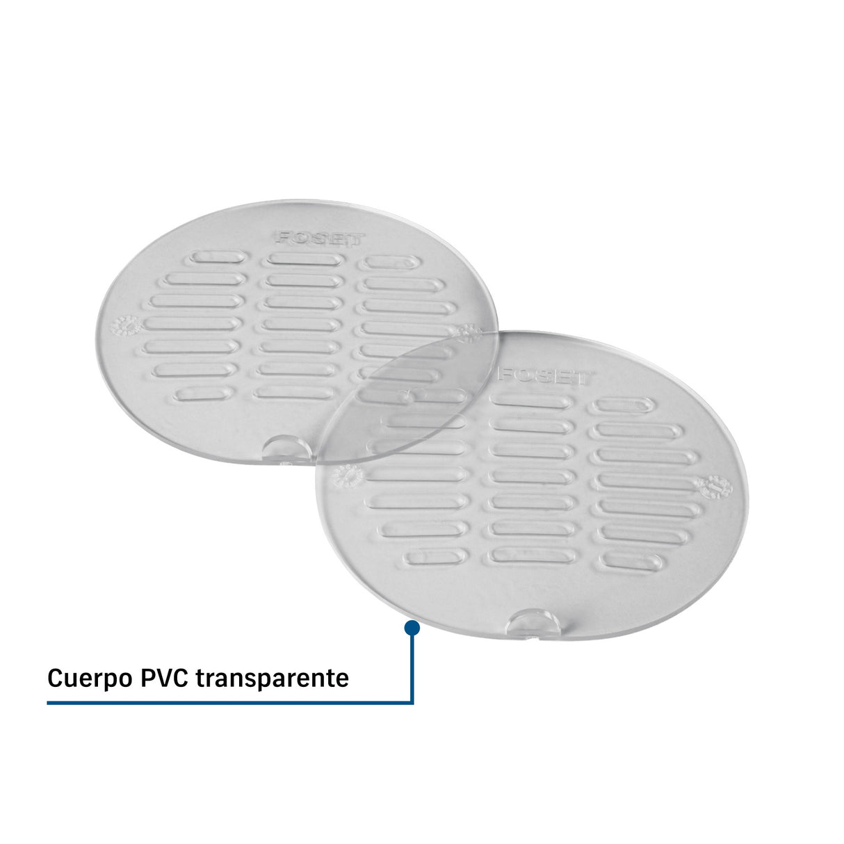 Juego 2 tapas transparentes de PVC para coladera 5', Foset