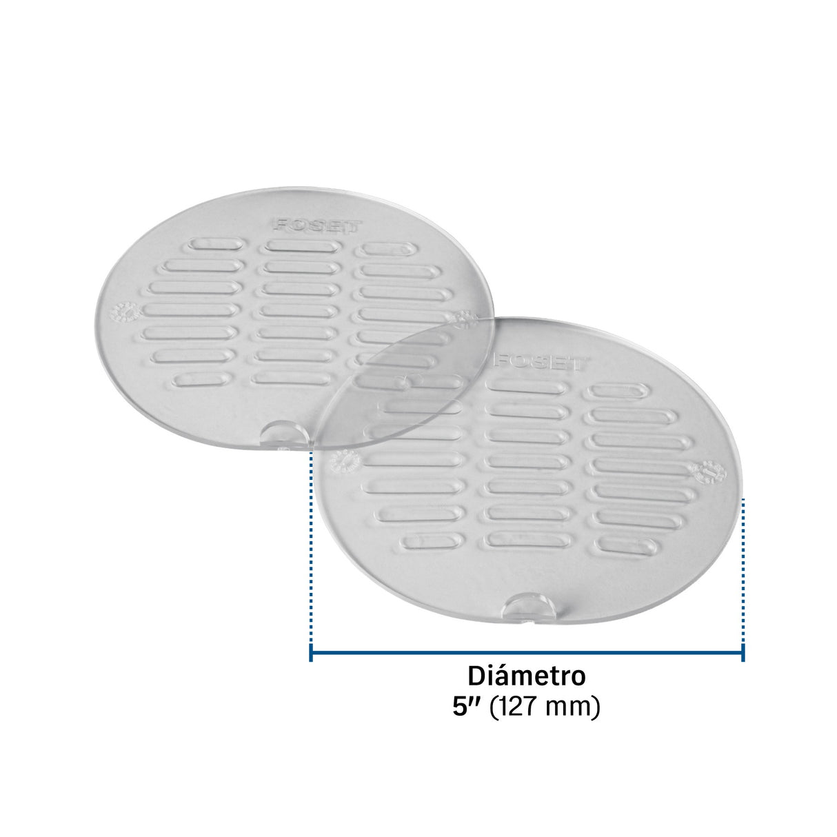Juego 2 tapas transparentes de PVC para coladera 5', Foset