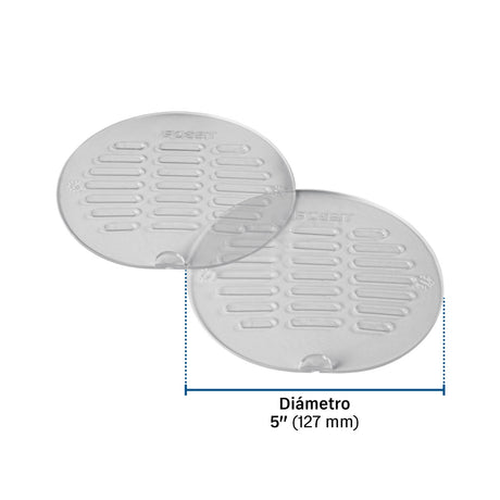 Juego 2 tapas transparentes de PVC para coladera 5', Foset