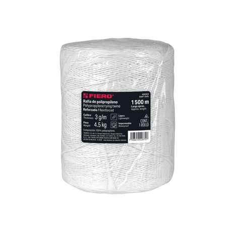 Rollo de rafia de 1500 m color blanco calibre 3 g/m, Fiero