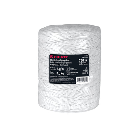 Rollo de rafia de 750 m color blanco calibre 6 g/m, Fiero