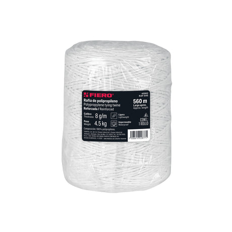 Rollo de rafia de 562 m color blanco calibre 8 g/m, Fiero