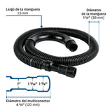 Manguera reforzada con multiconector, desagüe lavadora, 1.5 m