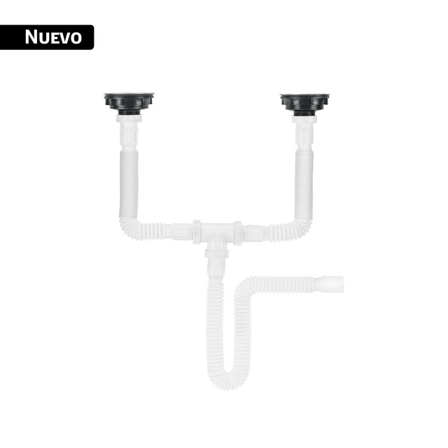 Céspol flexible doble con contracanastas de acero inoxidable