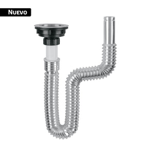 Céspol flexible cromado, contracanasta de acero inoxidable