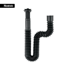 Céspol flexible de PP con contra, negro, para lavabo, Foset