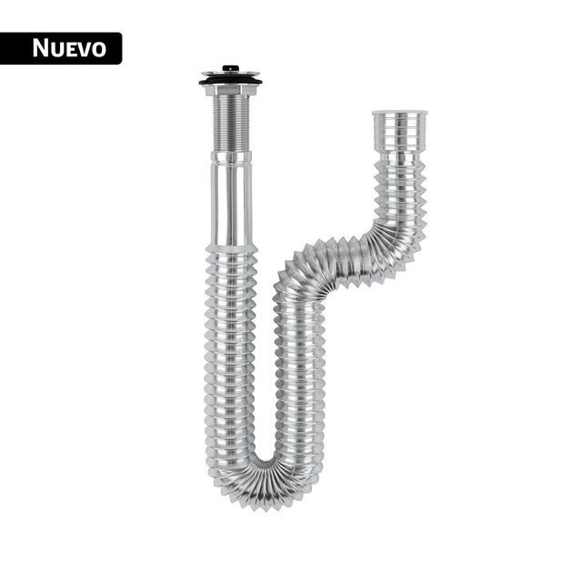 Céspol flexible de ABS con contra, cromado, para lavabo, Foset