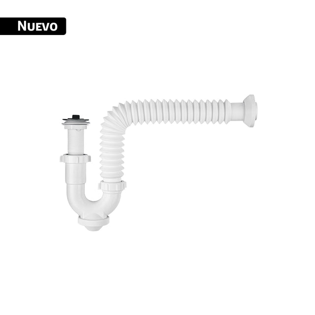 Céspol semi rígido de PP con contra, para lavabo, Foset