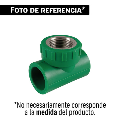 Tee hembra de PPR 1' con inserto metálico, Foset