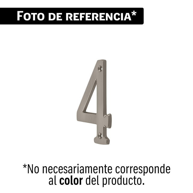 Número 4 de latón sólido 4', níquel satín, Hermex