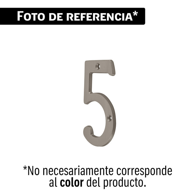 Número 5 de latón sólido 4', níquel satín, Hermex