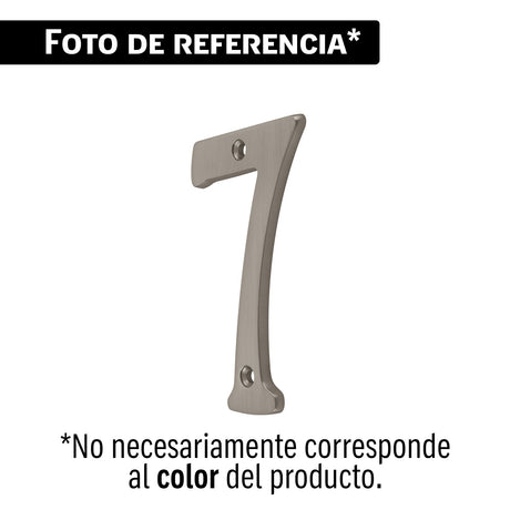 Número 7 de latón sólido 4', níquel satín, Hermex