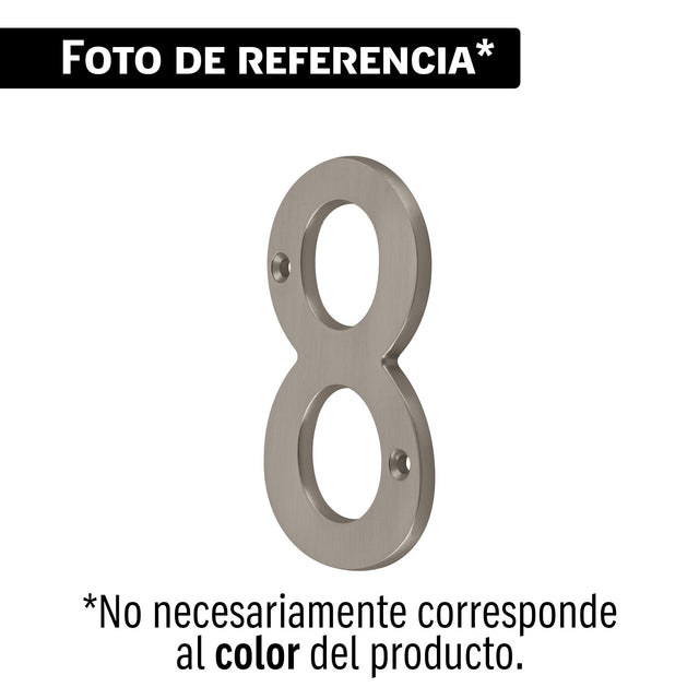 Número 8 de latón sólido 4', níquel satín, Hermex