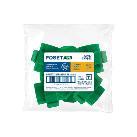 Tuerca unión PPR, plástica 1', Foset