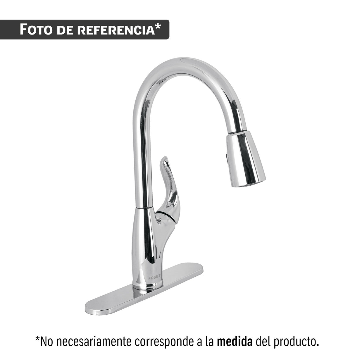 Monomando para fregadero, ABS, cuello alto, Basic