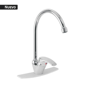 Monomando para fregadero, ABS, cuello curvo, Basic