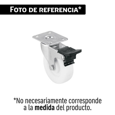 Rodaja de polietileno 2 1/2' giratoria, con freno, balero