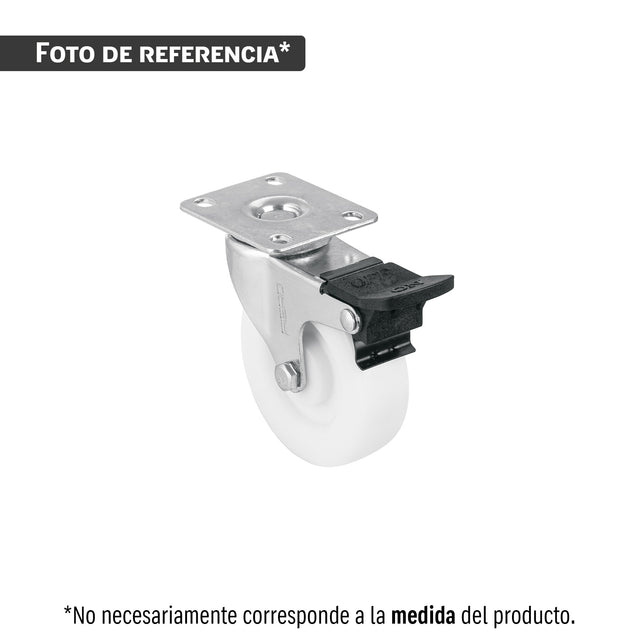 Rodaja de polietileno 3' placa giratoria, con freno, balero